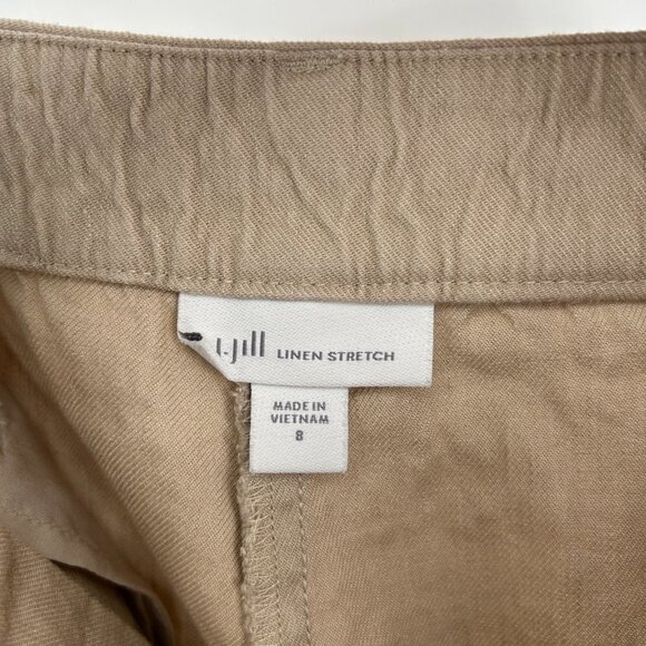 J. JILL Women's Khaki Tan Linen Blend Stretch Straight Leg Office Pants Size 8 - Picture 6 of 7